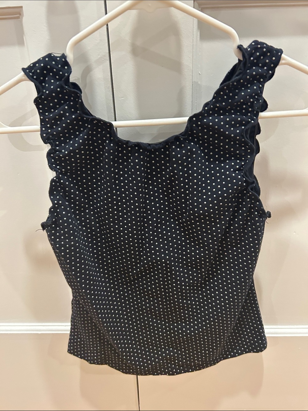 Brandy Melville Black Polka Dot Ruffle Tank Top - Picture 6 of 6